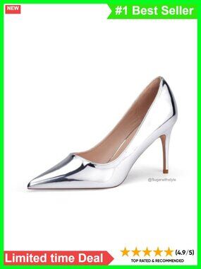 Women's Pointed Toe Stiletto High Heel Pumps 3 Inch Slip On Dress Shoes